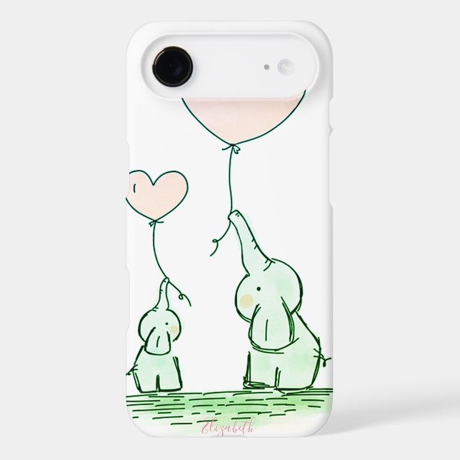 Cute Elephants With Balloons  -Personalized Case-Mate iPhone Case (Back)