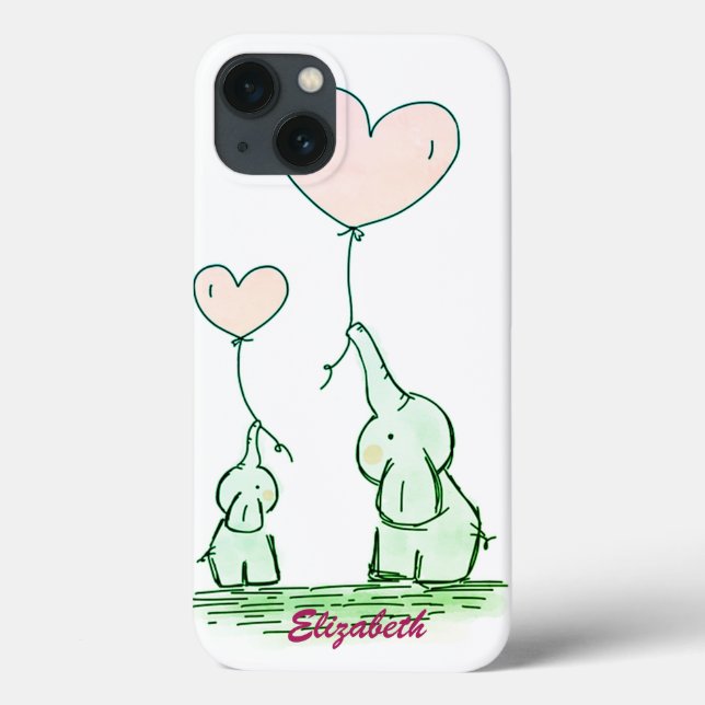 Cute Elephants With Balloons  -Personalized  Case-Mate iPhone Case (Back)