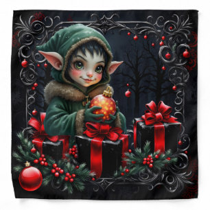 Cute Elf Child in Green Hooded Coat Bandana