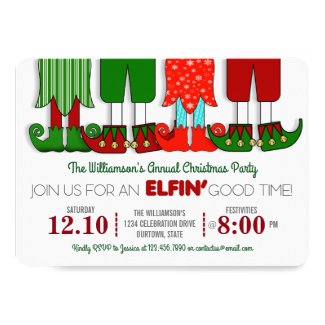 Cute Elf Christmas Party Invitations