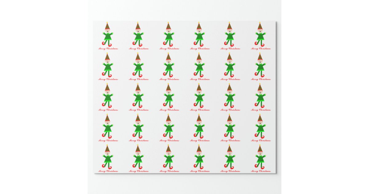 Cute elf Christmas Wrapping Paper | Zazzle