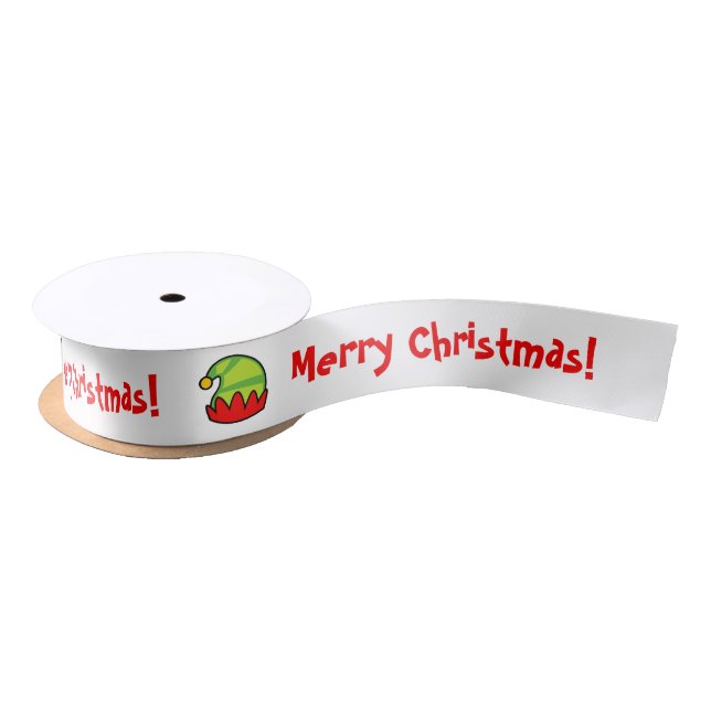 Cute elf hat custom Christmas ribbon for presents (Spool)