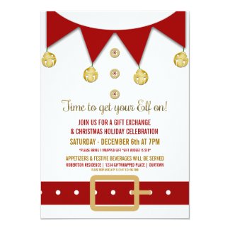 Cute Elf Holiday Gift Exchange Party Invitation