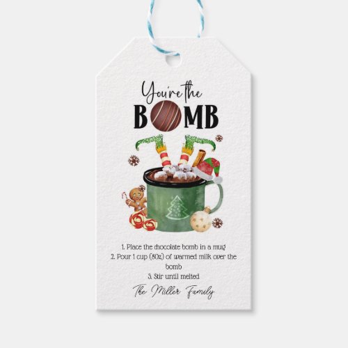 Cute Elf Hot Chocolate Bomb Christmas Favor Gift Tags