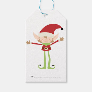 Cute Elf in Red, Christmas Gift Tags