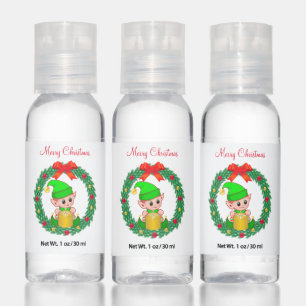 Cute Elf Inside Christmas Wreath Hand Sanitizer