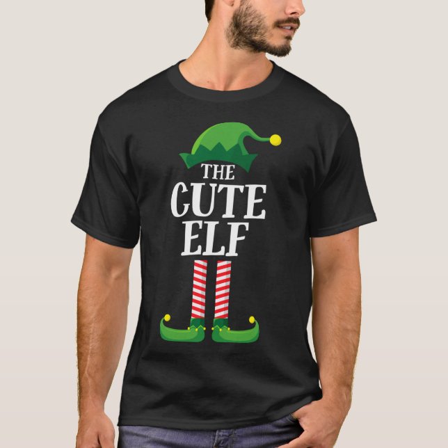 Cute Elf Matching Family Christmas Party Funny Elf T-Shirt (Front)