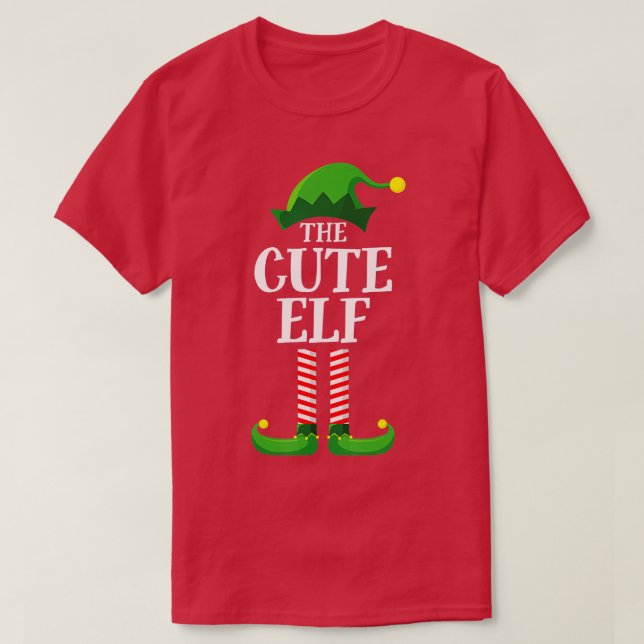 Cute Elf Matching Family Group Christmas Party Fun T-Shirt (Design Front)