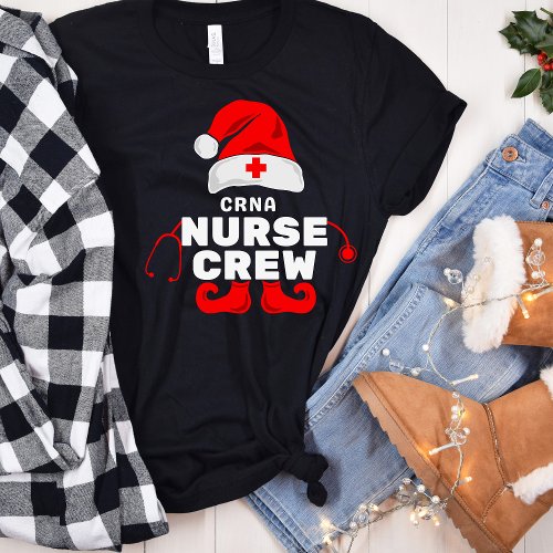 Cute Elf Nurse CRNA Christmas Crew T_Shirt