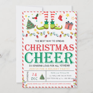 Cute Elf Pine treeChristmas Party Invitations