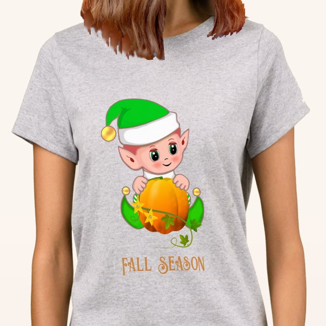 Cute Elf & Pumpkin Fall Season  T-Shirt (Creator Uploaded)