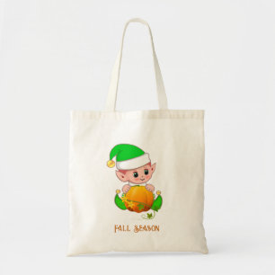 Cute Elf & Pumpkin Fall Season  Tote Bag