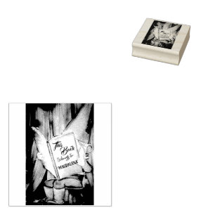 Cute Elf Reading Book Ownership Name Stamp