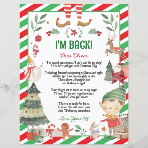 Cute Elf Return Arrival Christmas Letter from Elf