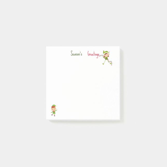 Cute elf Season's Greetings Post-it Notes (Front)
