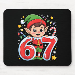 Cute Elf Six Seven 6 7 Meme Funny Christmas Costum Mouse Pad