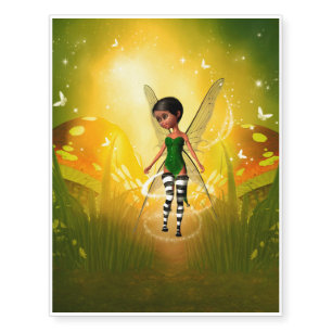Cute elf with butterfly temporary tattoos