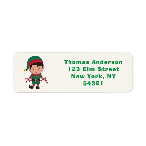 Cute Elf with Christmas Lights Label