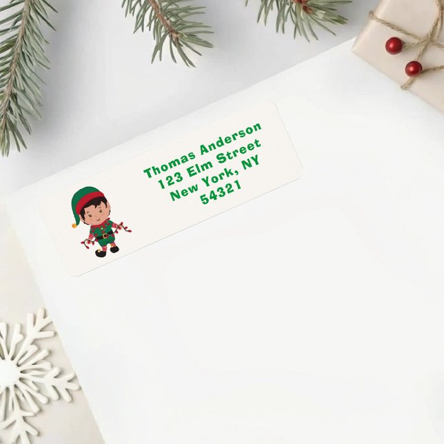 Cute Elf with Christmas Lights Label (Creator Uploaded)