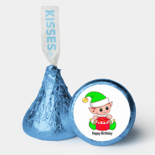 Cute Elf with Gift Birthday Hershey®'s Kisses®