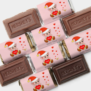 Cute Elf with Heart Party Time on Light Pink Hershey's Miniatures