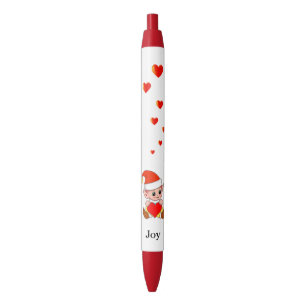 Cute elf with love hearts on white background pen