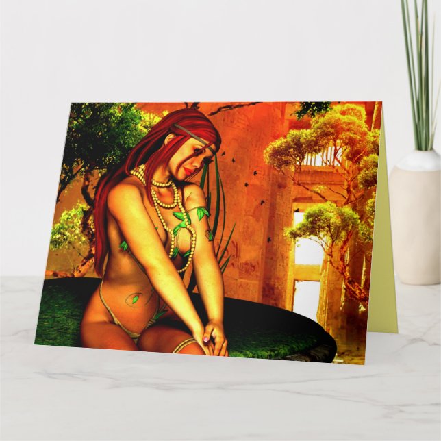 CUTE ELF WOMAN ART FANTASY BIRTHDAY CARDS (Front)