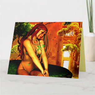 CUTE ELF WOMAN ART FANTASY BIRTHDAY CARDS