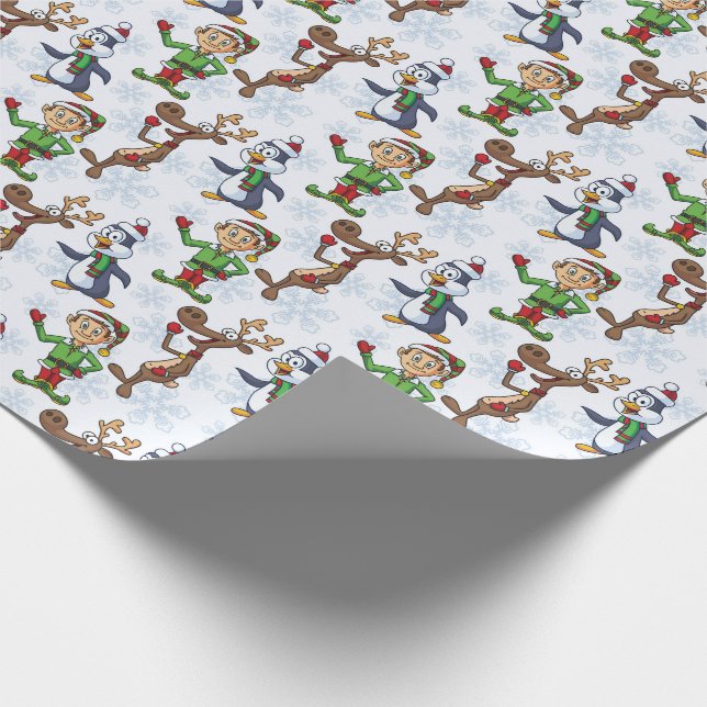 Cute Elves/Friends Christmas Wrapping Paper (Corner)