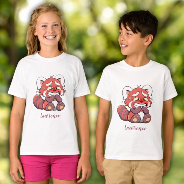 Cute Embarrassed Red Panda Personalized Kids T-Shirt (Cute Embarrassed Red Panda Personalized Kids T-Shirt)