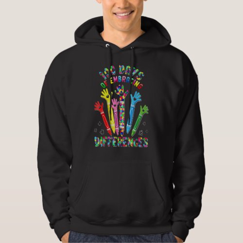 Cute Embrace Differences 100 Days Of School Autism Hoodie