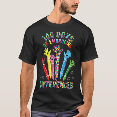 Cute Embrace Differences 100 Days Of School Autism T_Shirt