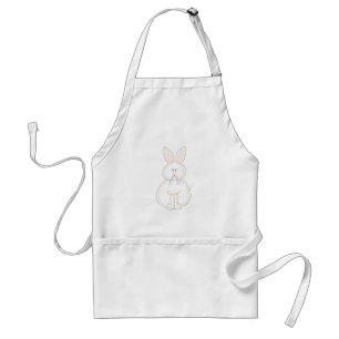 Cute Embroidery Style Bunny Rabbit Adult Apron