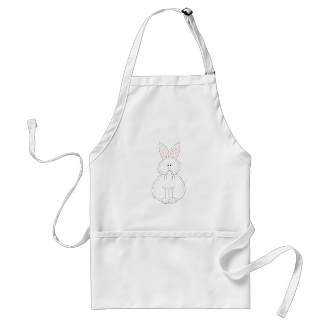 Cute Embroidery Style Bunny Rabbit Adult Apron (Front)