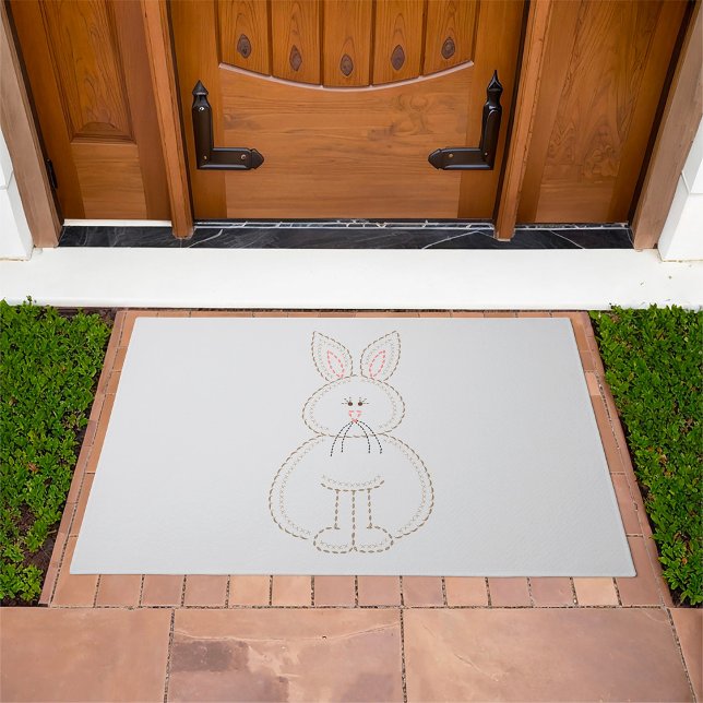Cute Embroidery Style Bunny Rabbit Doormat (Creator Uploaded)