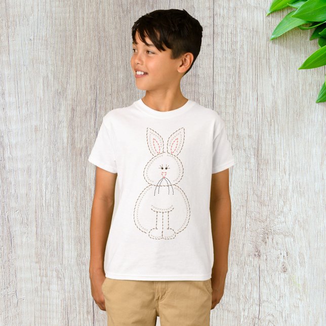 Cute Embroidery Style Bunny Rabbit T-Shirt (Creator Uploaded)