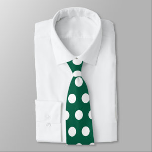 Cute emerald green and white large polka dots neck tie