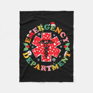 Cute Emergency Department Christmas Er Nurse Santa Fleece Blanket