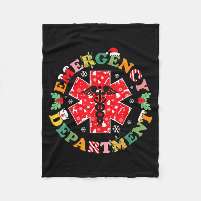 Cute Emergency Department Christmas Er Nurse Santa Fleece Blanket (Front)
