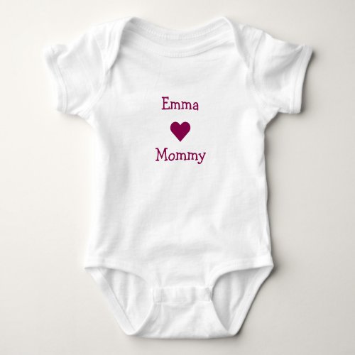 Cute Emma Hearts Mommy Love Personalize Name Baby Bodysuit