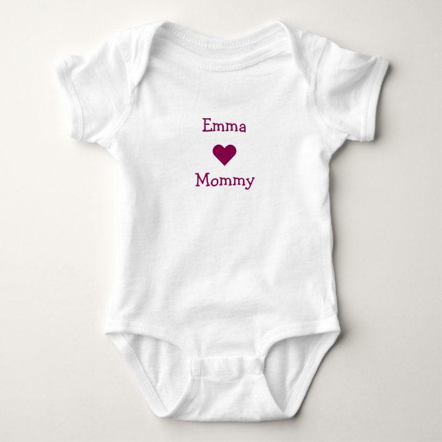 Cute Emma Hearts Mommy Love Personalize Name Baby Bodysuit (Front)