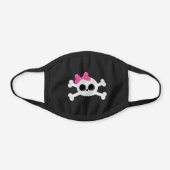 Cute Emo Skull with Pink Ribbon Black Cotton Face Mask (Front)