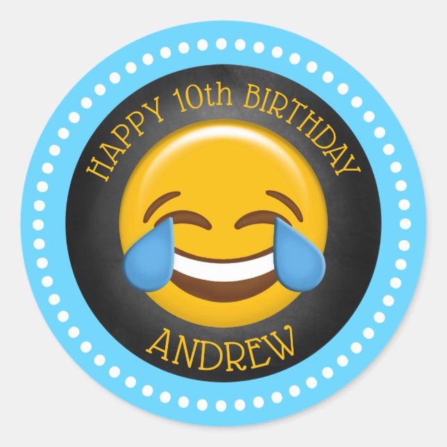 Cute Emoji Birthday Party Classic Round Sticker (Front)