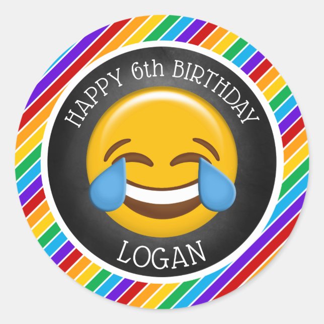 Cute Emoji Birthday Party Classic Round Sticker (Front)