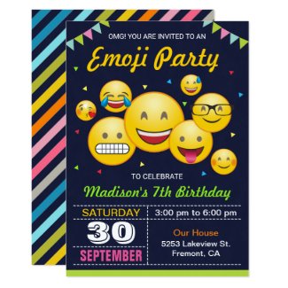 Cute Emoji Birthday Party Invitation