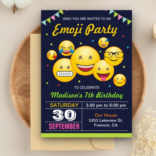 Cute Emoji Birthday Party Invitation