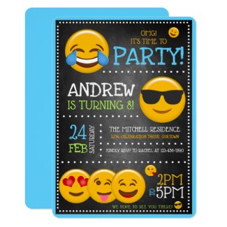 Cute Emoji Boy's Birthday Party Invitations