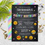 Cute Emoji Chalkboard Birthday Party Invitation
