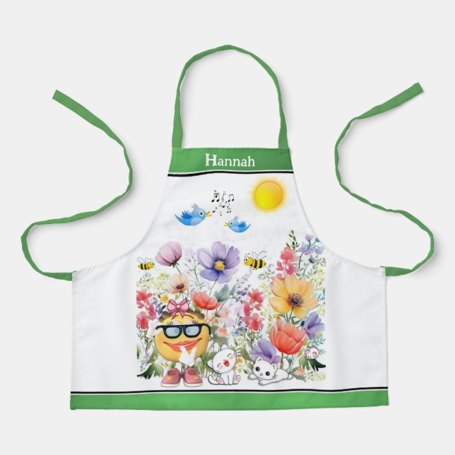 Cute Emoji Character  Apron (Front)