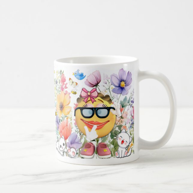 Cute Emoji Character  Coffee Mug (Right)